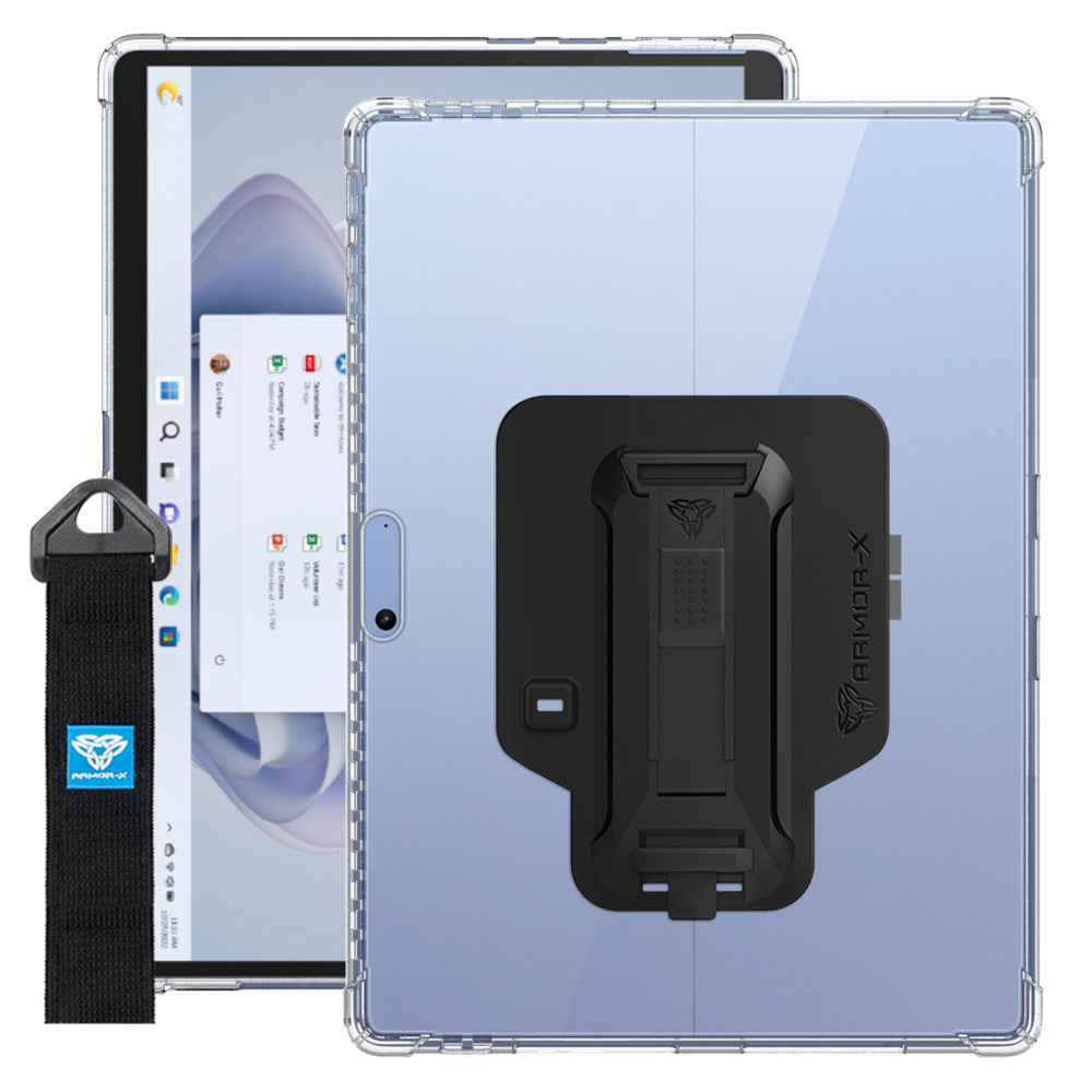 ZXS-MS-SFPR9 | Microsoft Surface Pro 11 / 10 / 9 / 8 | 4 corner protection case w/ hand strap kick stand & X-mount