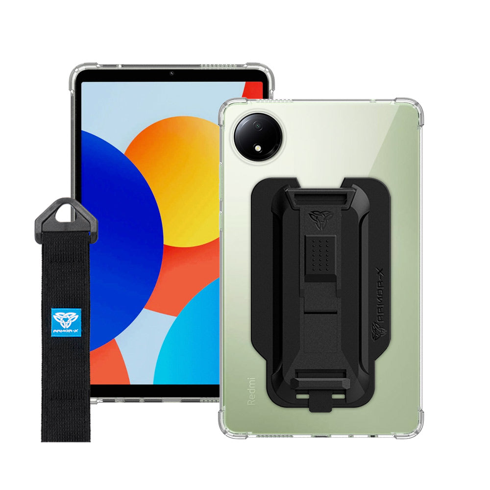 ARMOR-X Xiaomi Redmi Pad SE 8.7 / Redmi Pad SE 8.7 4G shockproof case, impact protection cover with hand strap and kick stand. One-handed design for your workplace.