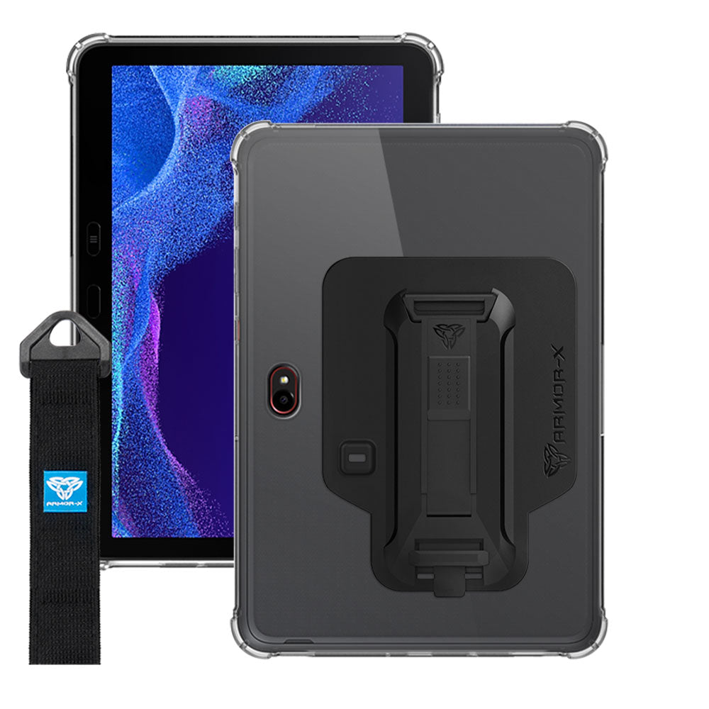 ZXS-SS-ACTPR | Samsung Galaxy Tab Active Pro SM-T545 T547 / Active4 Pro SM-T630 T636 DM-638U | 4 corner protection case w/ hand strap kick stand & X-mount