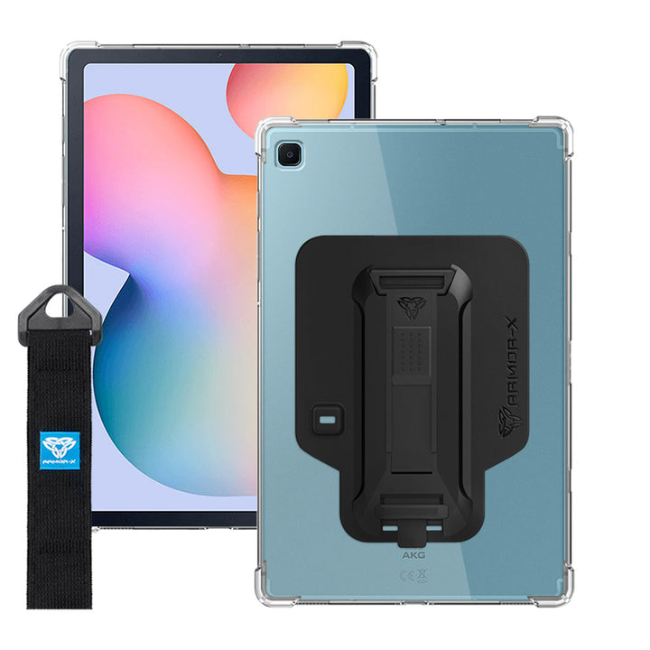 ZXS-SS-P610 | Samsung Galaxy Tab S6 Lite SM-P620 P625 (2024) / SM-P613 P619 (2022) / SM-P610 P615 (2020) | 4 corner protection case w/ hand strap kick stand & X-mount