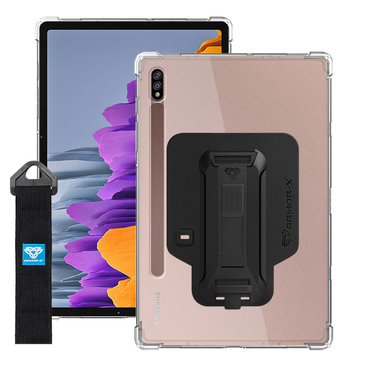 ZXS-SS-S7 | Samsung Galaxy Tab S7 SM-T870 / SM-T875 / SM-T876B | 4 corner protection case w/ hand strap kick stand & X-mount