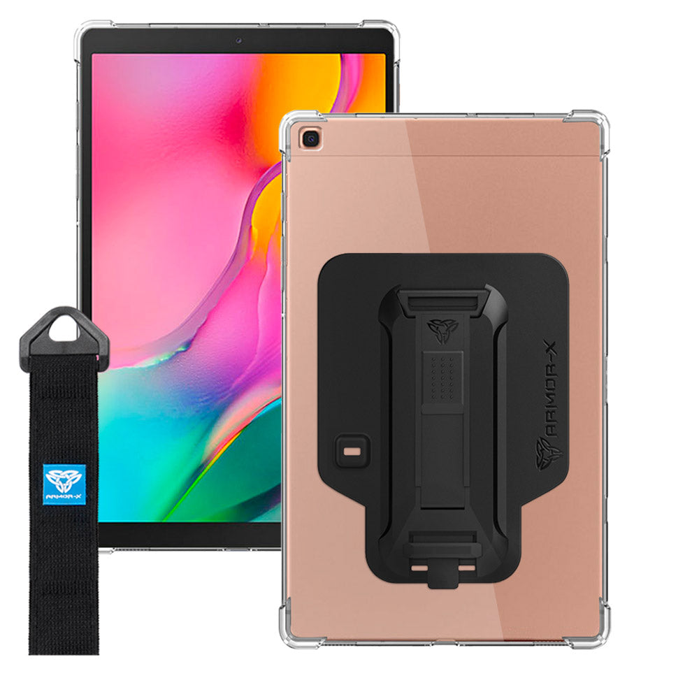 ZXS-SS-T515 | Samsung Galaxy Tab A 10.1 (2019) T510 T515 | 4 corner protection case w/ hand strap kick stand & X-mount