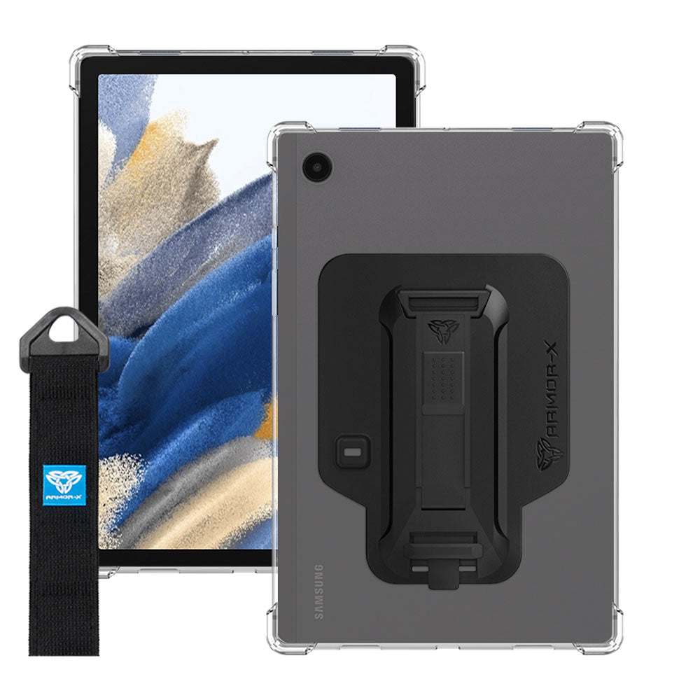 ZXS-SS-X205 | Samsung Galaxy Tab A8 SM-X200 / X205 | 4 corner protection case w/ hand strap kick stand & X-mount