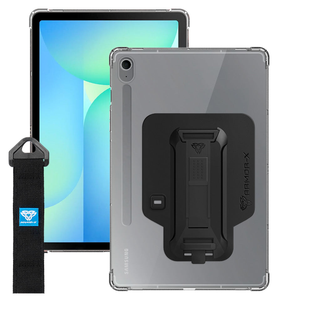 ZXS-SS-X510 | Samsung Galaxy Tab S10 FE SM-X520 X526 X528 / S10 Lite SM-X400 X406 | 4 corner protection case w/ hand strap kick stand & X-mount