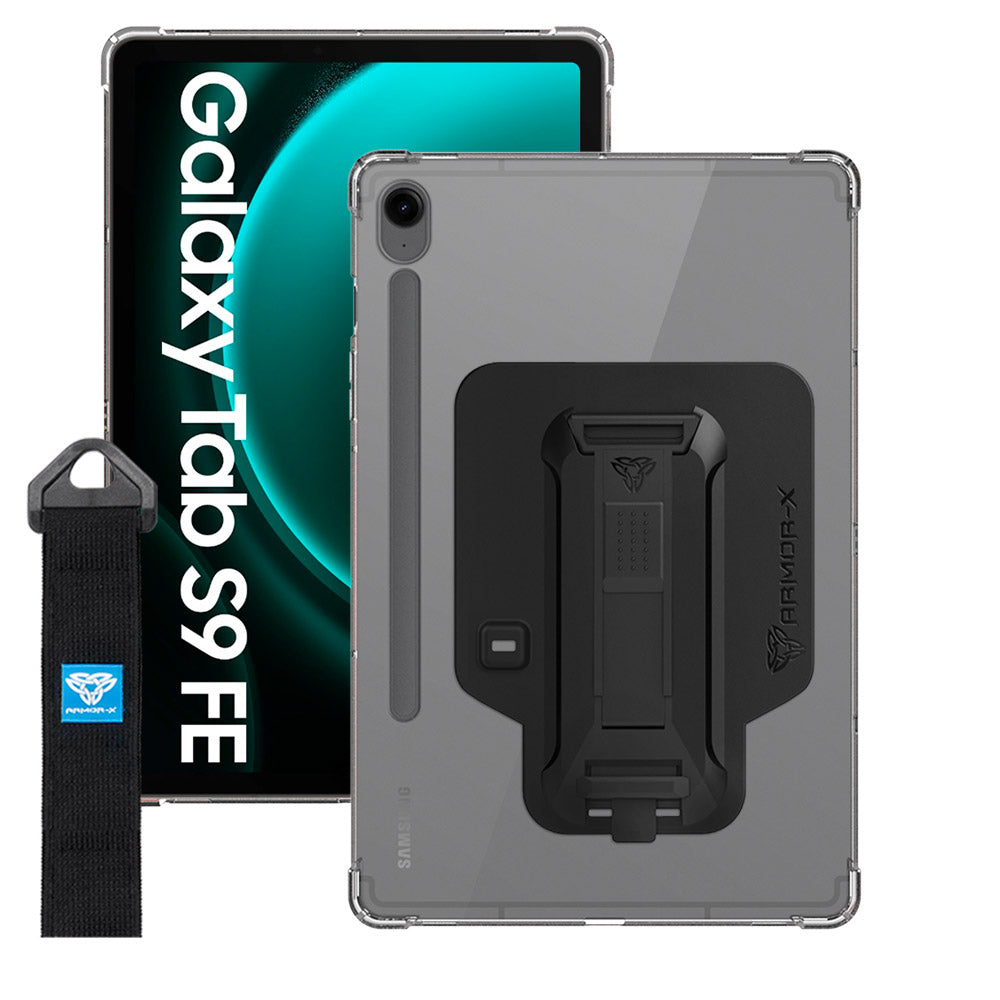 ZXS-SS-X510 | Samsung Galaxy Tab S9 FE SM-X510 X516 X518 | 4 corner protection case w/ hand strap kick stand & X-mount