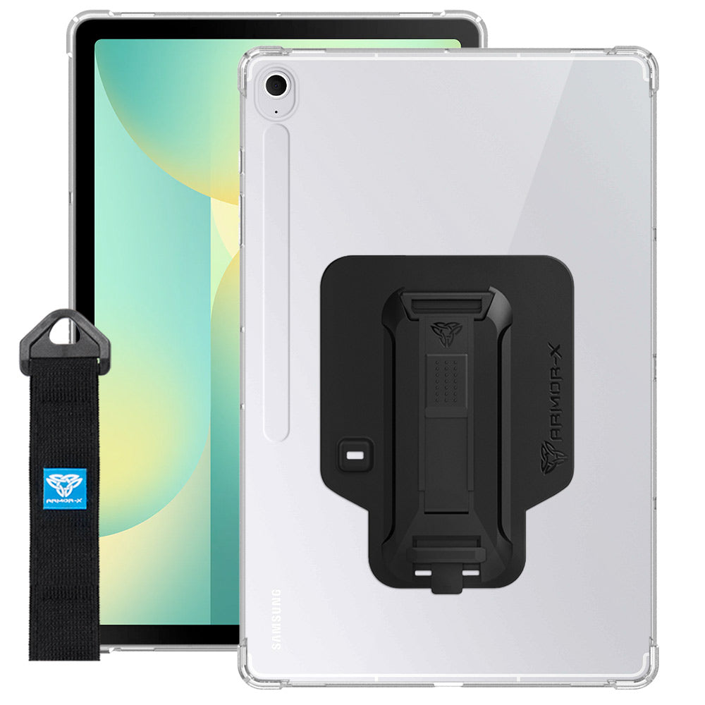 ZXS-SS-X620 | Samsung Galaxy Tab S10 FE+ S10 FE Plus SM-X620 X626 X628 | 4 corner protection case w/ hand strap kick stand & X-mount