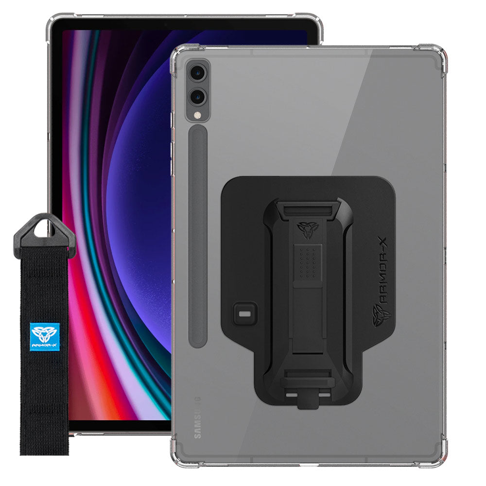 ZXS-SS-X810 | Samsung Galaxy Tab S9+ S9 Plus SM-X810 / X816 / X818 | 4 corner protection case w/ hand strap kick stand & X-mount