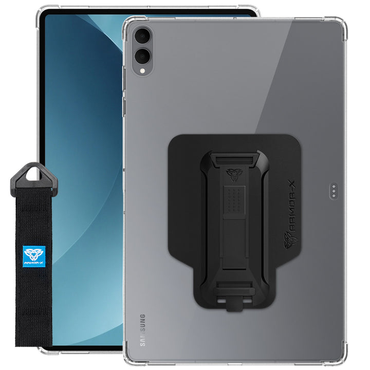 ARMOR-X Samsung Galaxy Tab S12 Ultra SM-X940 / X946 shockproof case, impact protection cover with hand strap and kick stand. One-handed design for your workplace.
