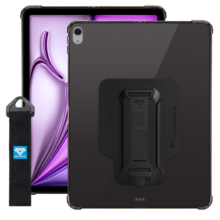 ZXS-iPad-A6 | iPad Air 13 ( M2 ) | 4 corner protection case w/ hand strap kick stand & X-mount