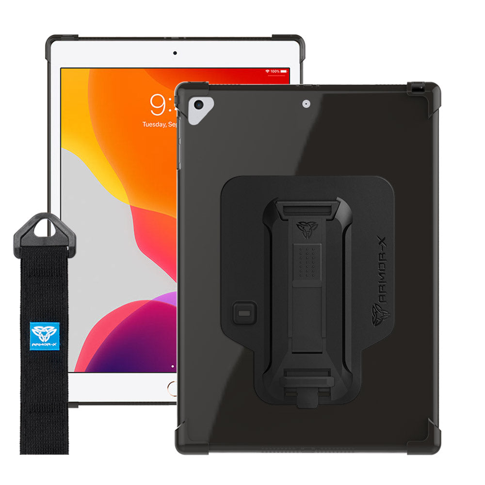 ZXS-iPad-N3 | iPad 10.2 (7th & 8th & 9th Gen.) 2019 / 2020 / 2021 | 4 corner protection case w/ hand strap kick stand & X-mount