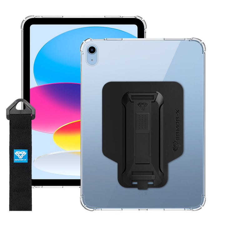 ARMOR-X iPad 11-Inch (11th Gen / A16) shockproof case, impact protection cover with hand strap and kick stand. One-handed design for your workplace.