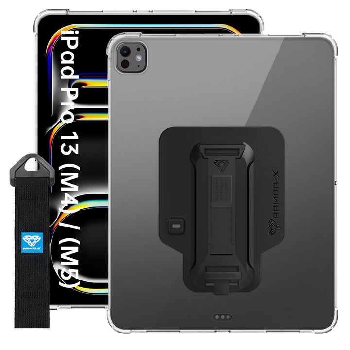 ZXS-iPad-PR10CL | iPad Pro 13 (M4) / (M5) | 4 corner protection case w/ hand strap kick stand & X-mount