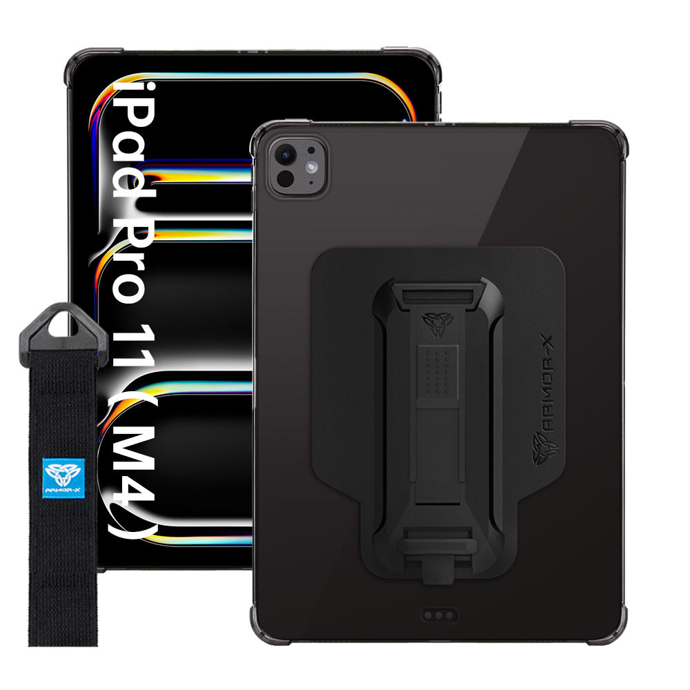 ZXS-iPad-PR11 | iPad Pro 11 ( M4 ) | 4 corner protection case w/ hand strap kick stand & X-mount