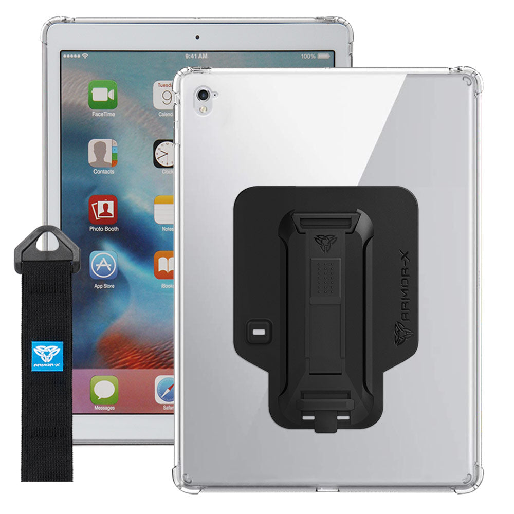 ZXS-iPad-PR2CL | iPad Pro 12.9 ( 1st / 2nd Gen. ) 2015 / 2017 | 4 corner protection case w/ hand strap kick stand & X-mount