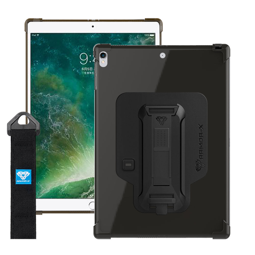 ZXS-iPad-PR3 | iPad Pro 10.5 2017 | 4 corner protection case w/ hand strap kick stand & X-mount
