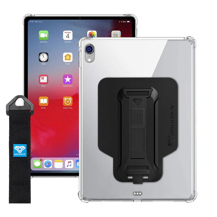 ZXS-iPad-PR4CL | iPad Pro 11 2018 | 4 corner protection case w/ hand strap kick stand & X-mount