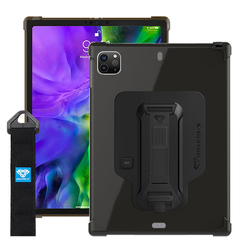 ZXS-iPad-PR6 | iPad Pro 11 ( 2nd / 3rd / 4th Gen. ) 2020 / 2021 / 2022 | 4 corner protection case w/ hand strap kick stand & X-mount