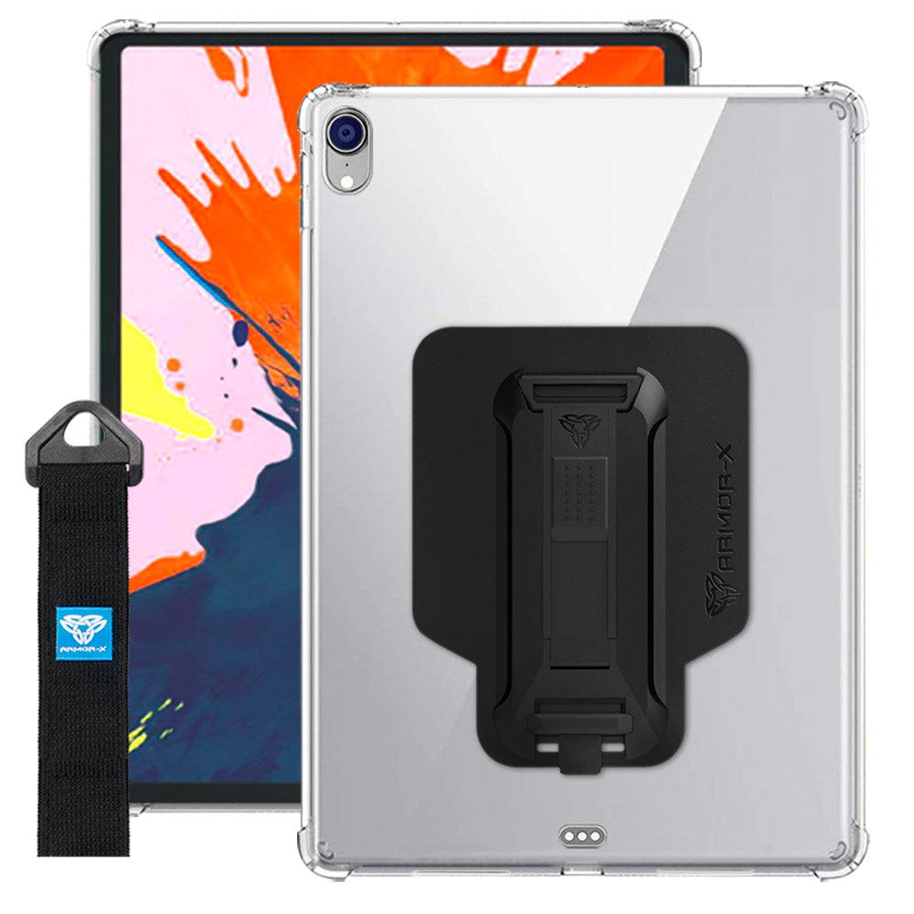 ZXS-iPad-PR5CL | iPad Air 12.9 2024 | 4 corner protection case w/ hand strap kick stand & X-mount