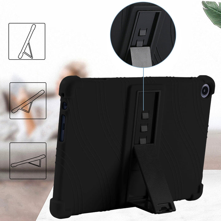 ARMOR-X Lenovo Tab M10 ( Gen3 ) TB328 Soft silicone shockproof protective case. Built-in adjustable kickstand convenient for providing different viewing angles when watching videos, texting, gaming or learning etc.