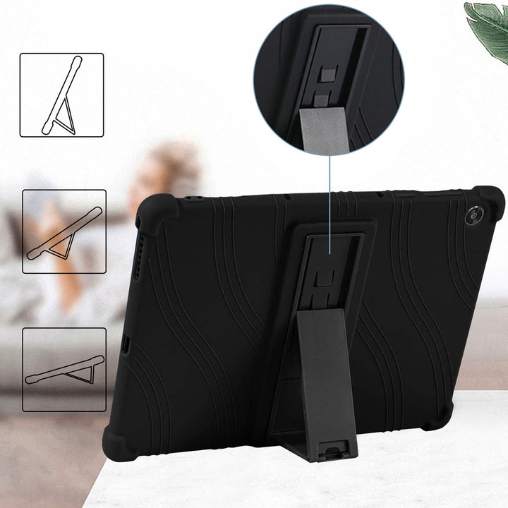 ARMOR-X Lenovo Tab M10 HD (2nd Gen) TB-X306F Soft silicone shockproof protective case. Built-in adjustable kickstand convenient for providing different viewing angles when watching videos, texting, gaming or learning etc.