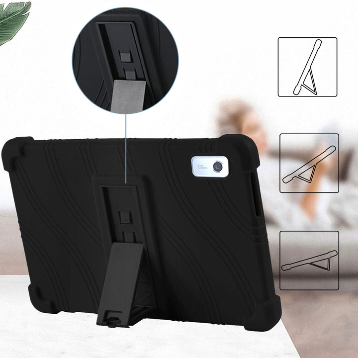 ARMOR-X Lenovo Tab M9 TB310 Soft silicone shockproof protective case. Built-in adjustable kickstand convenient for providing different viewing angles when watching videos, texting, gaming or learning etc.