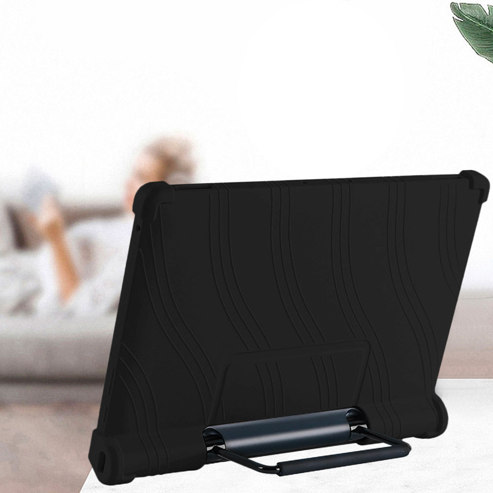 ARMOR-X Lenovo Yoga Tab 13 YT-K606F Soft silicone shockproof protective case. Built-in adjustable kickstand convenient for providing different viewing angles when watching videos, texting, gaming or learning etc.