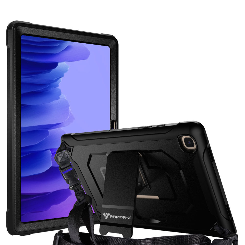 ARMOR-X Samsung Galaxy Tab A7 10.4 SM-T500 T505 T507 (2020) / A7 10.4 SM-T509 (2022) shockproof rugged case with with kick stand. Hand free typing, drawing, video watching.