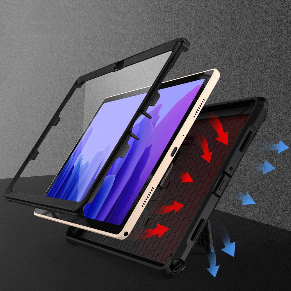 ARMOR-X Samsung Galaxy Tab A7 10.4 SM-T500 T505 T507 (2020) / A7 10.4 SM-T509 (2022) Dual layers shockproof rugged case. Shock-resistant, multi-layered case with PC hard shell and flexible TPU provides protection against accidental drops, bumps and impact.