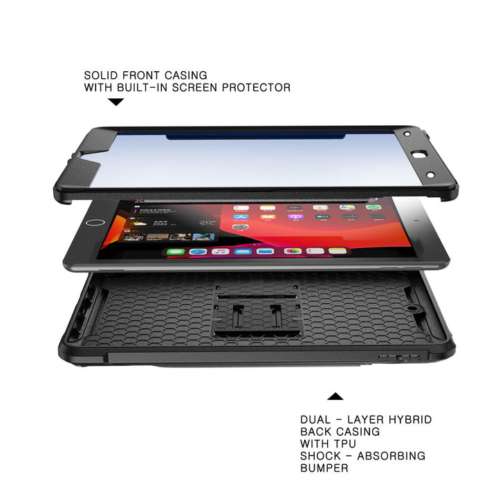 CLN-iPad-N4 | IPAD 10.2 (9TH GEN.) 2021 | Dual layers shockproof rugged case with kick-stand & Pen Holder