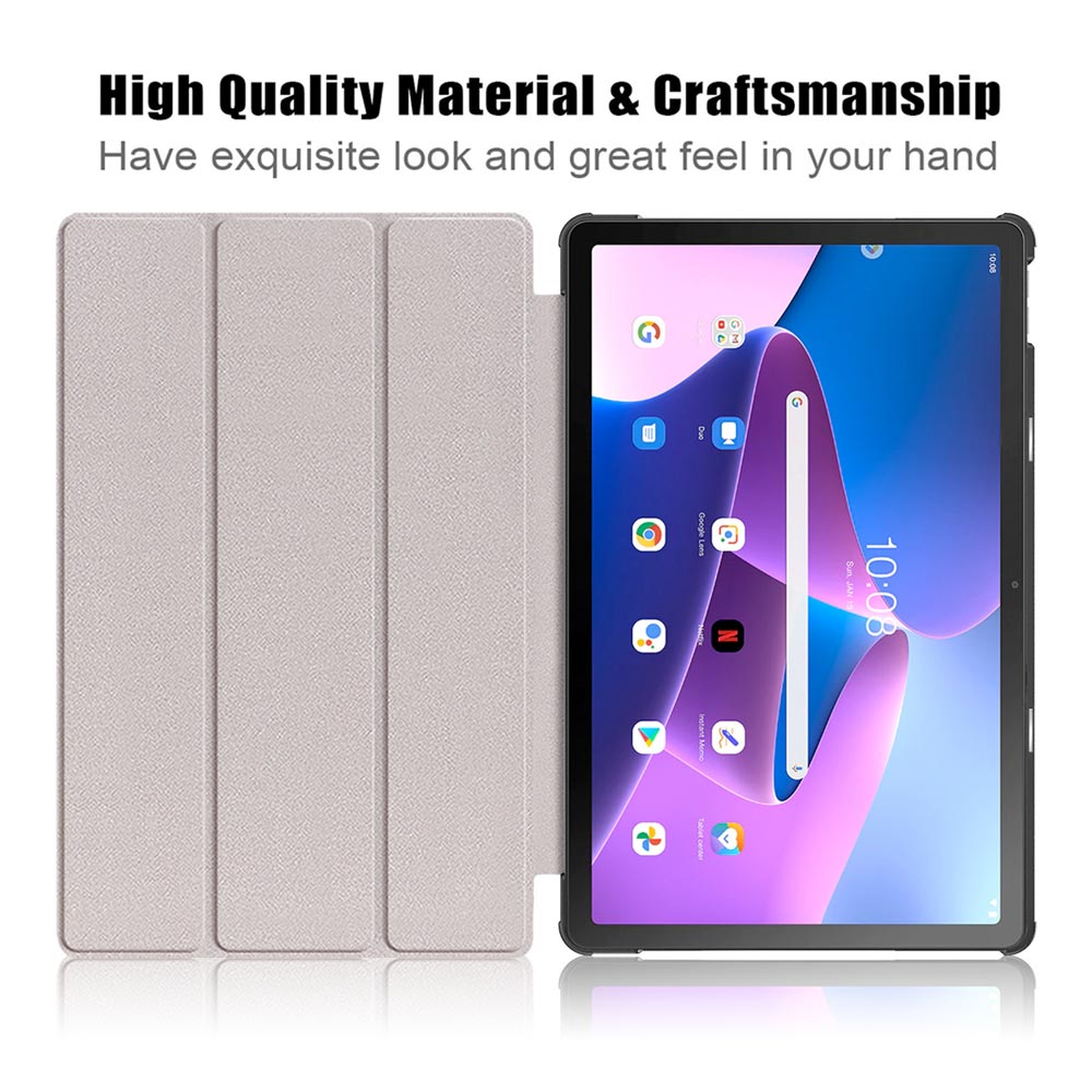 ARMOR-X Lenovo Tab M10 Plus 10.6 ( Gen3 ) TB125FU Smart Tri-Fold Stand Magnetic PU Cover.  With high quality material & craftsmanship.