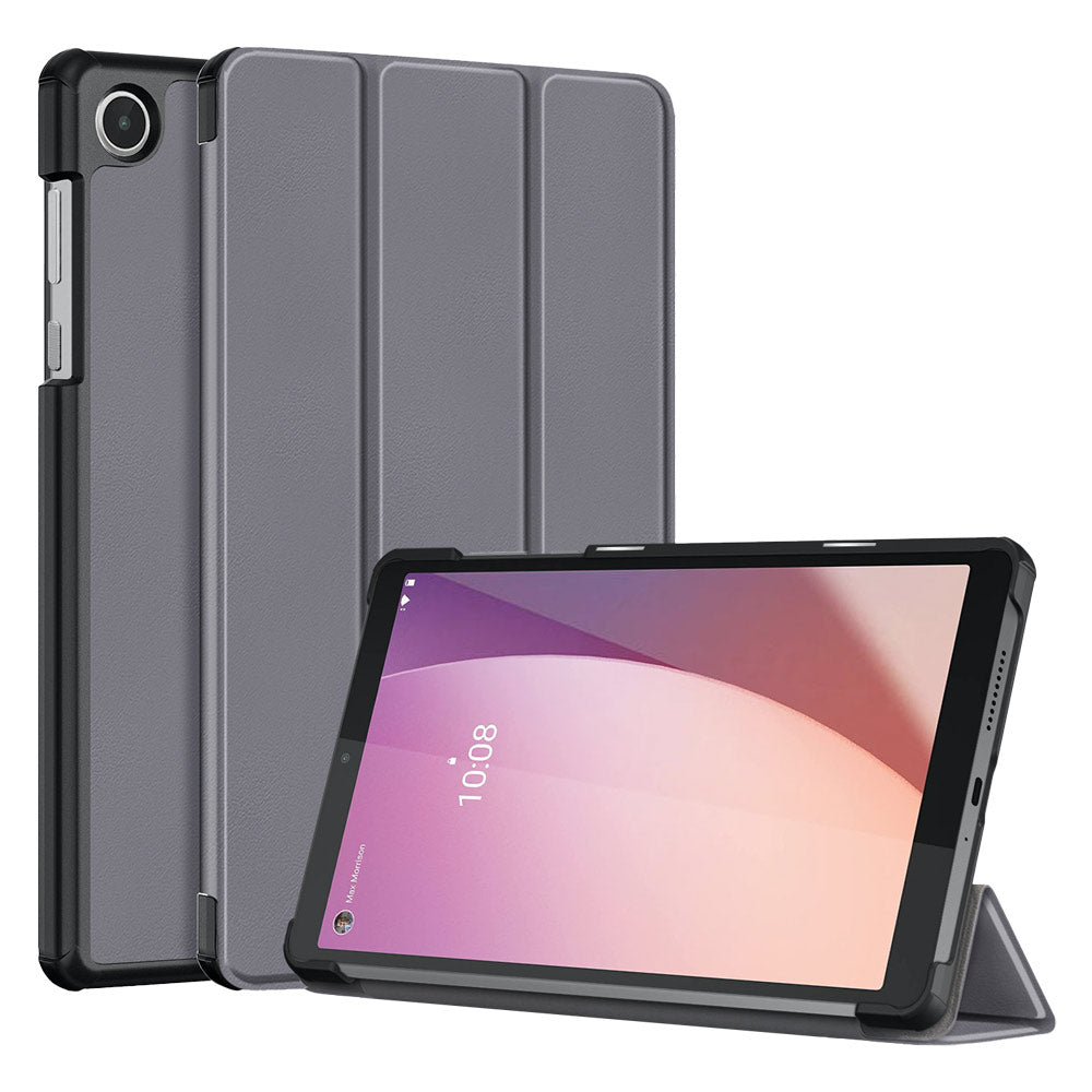 ARMOR-X Lenovo Tab M8 (4th Gen) TB300 shockproof case, impact protection cover. Smart Tri-Fold Stand Magnetic PU Cover. Hand free typing, drawing, video watching.
