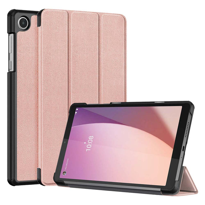ARMOR-X Lenovo Tab M8 (4th Gen) TB300 shockproof case, impact protection cover. Smart Tri-Fold Stand Magnetic PU Cover. Hand free typing, drawing, video watching.