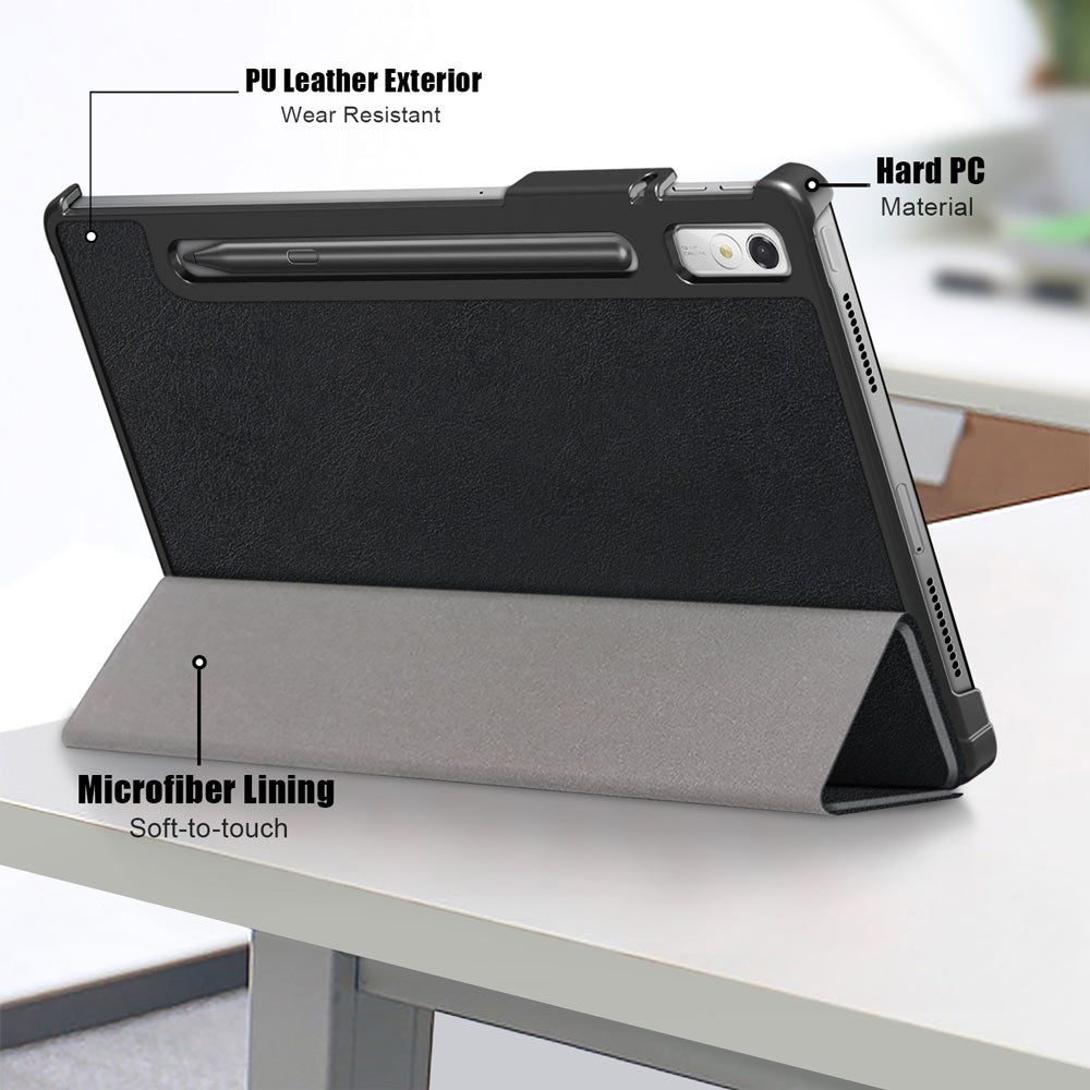 ARMOR-X Lenovo Tab P11 Pro Gen 2 TB132FU Smart Tri-Fold Stand Magnetic PU Cover. Made of durable PU leather exterior, soft microfiber lining and coverage with PC back shell. 