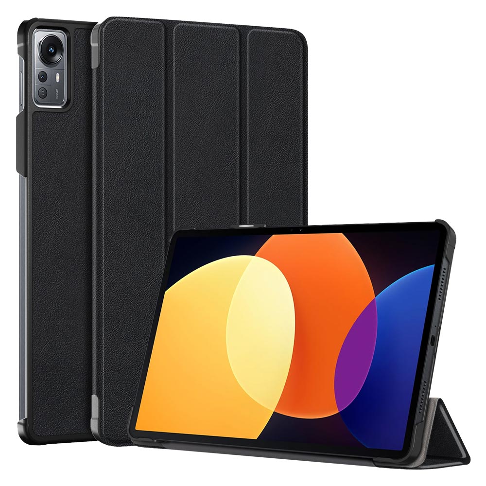 ARMOR-X Xiaomi Mi Pad 5 Pro 12.4" shockproof case, impact protection cover. Smart Tri-Fold Stand Magnetic PU Cover. Hand free typing, drawing, video watching.