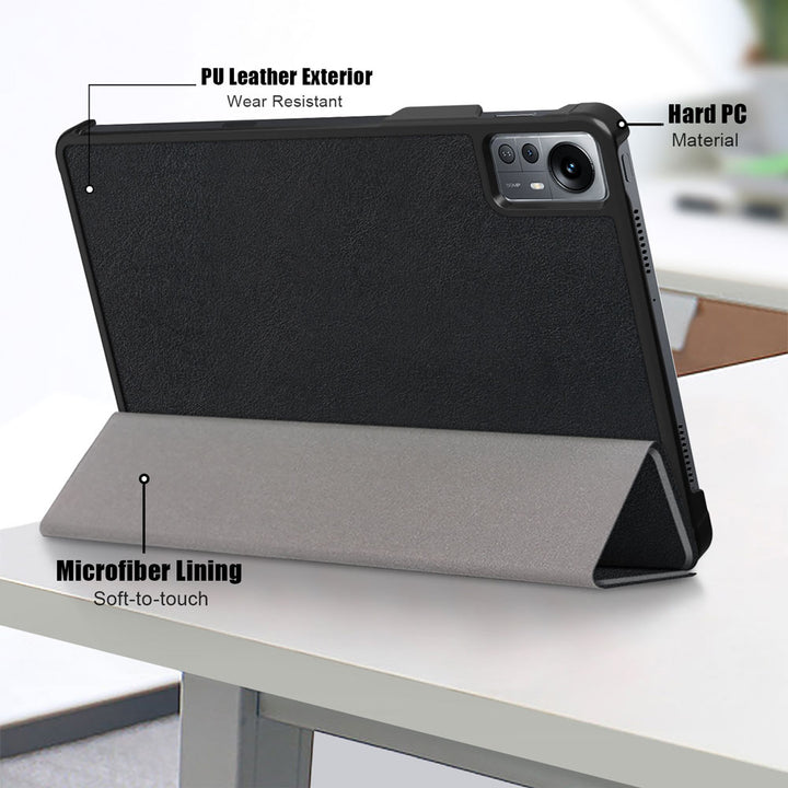 ARMOR-X Xiaomi Mi Pad 5 Pro 12.4" Smart Tri-Fold Stand Magnetic PU Cover. Made of durable PU leather exterior, soft microfiber lining and coverage with PC back shell.
