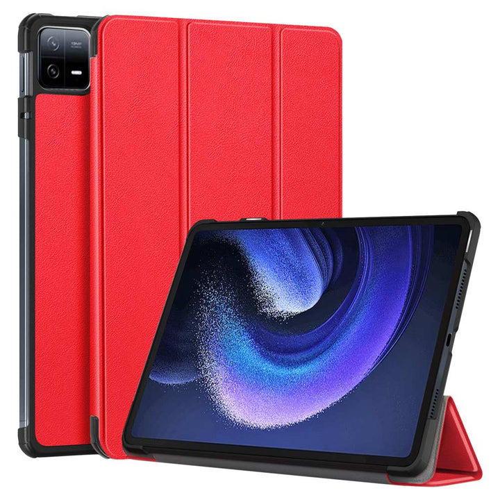 ARMOR-X Xiaomi Pad 6 / 6 Pro shockproof case, impact protection cover. Smart Tri-Fold Stand Magnetic PU Cover. Hand free typing, drawing, video watching.