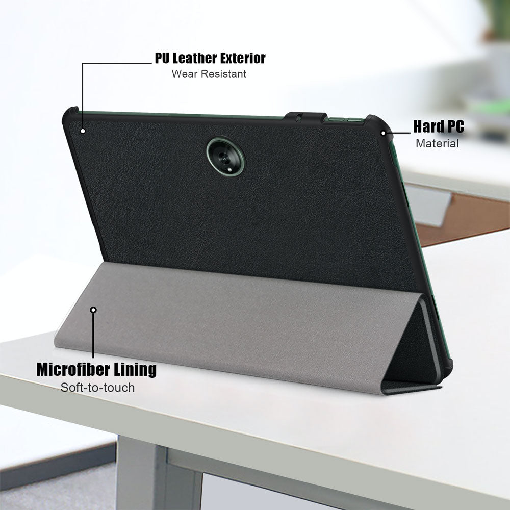 ARMOR-X OPPO Pad 2 Smart Tri-Fold Stand Magnetic PU Cover. Made of durable PU leather exterior, soft microfiber lining and coverage with PC back shell.