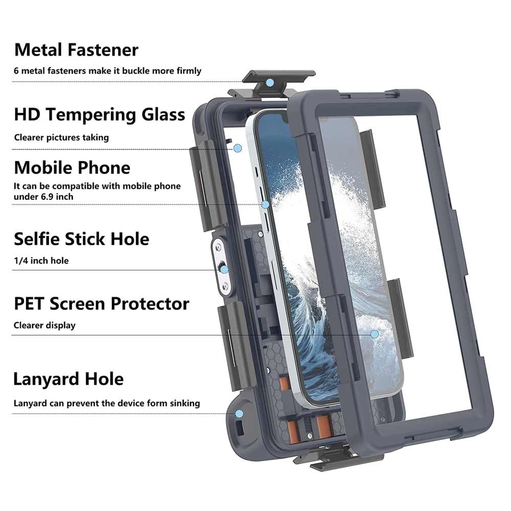 ARMOR-X Diving case for smartphones. Great for surfing, swimming, scuba diving, snorkeling, canoeing and other outdoor sports. 