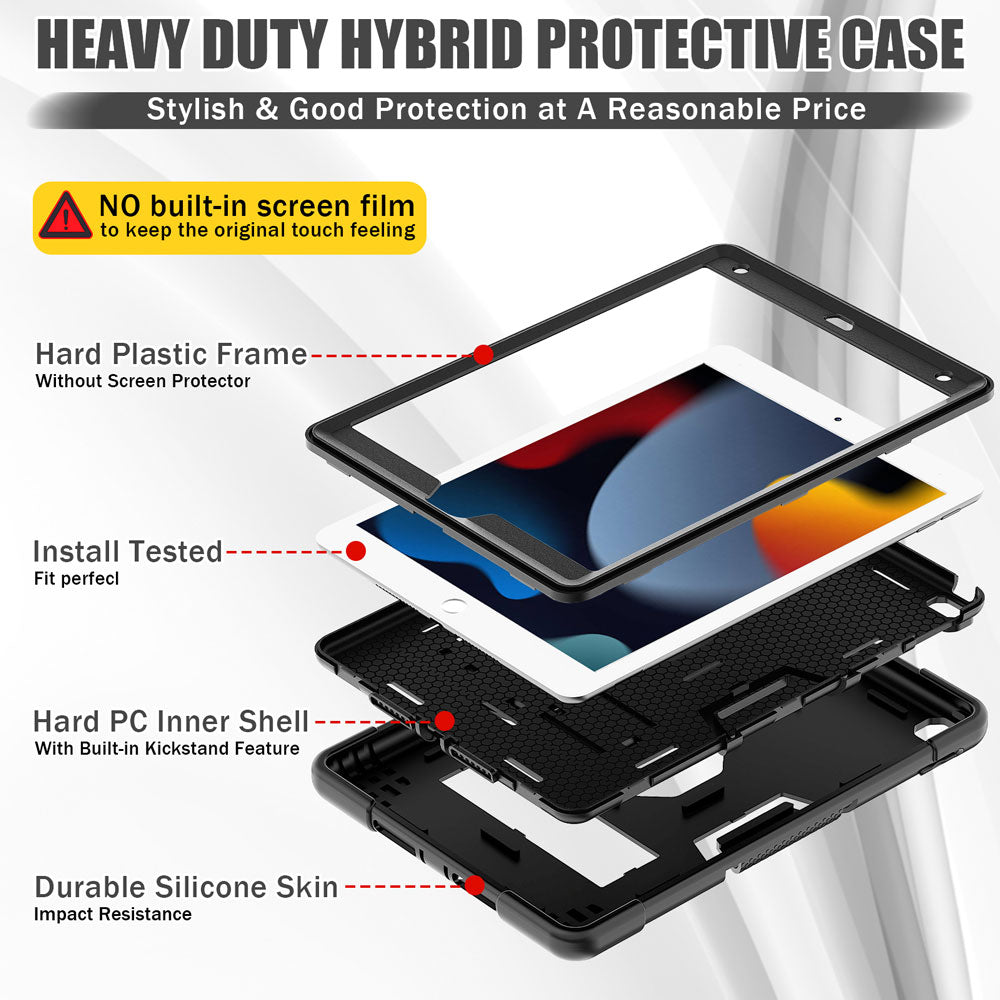 ARMOR-X  iPad 10.2 (7TH & 8TH & 9TH GEN.) 2019 / 2020 / 2021 shockproof case, impact protection cover with kick stand. Ultra 3 layers impact resistant design.