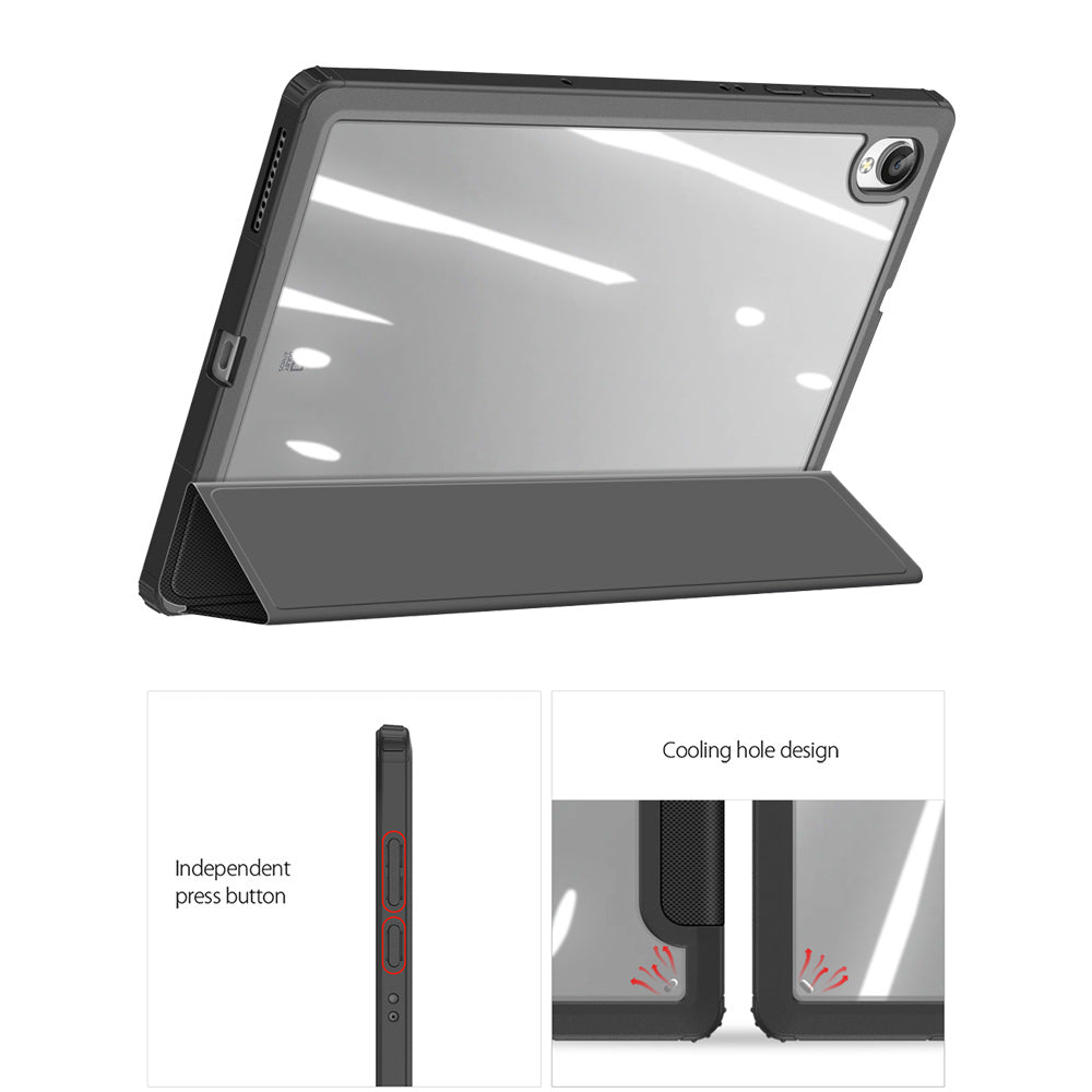 ARMOR-X Lenovo Tab K10 ( TB-X6C6F/X/L TB-X6C6NBF/X/L ) Smart Tri-Fold Stand Magnetic Cover with raised edge to protect the screen and camera.