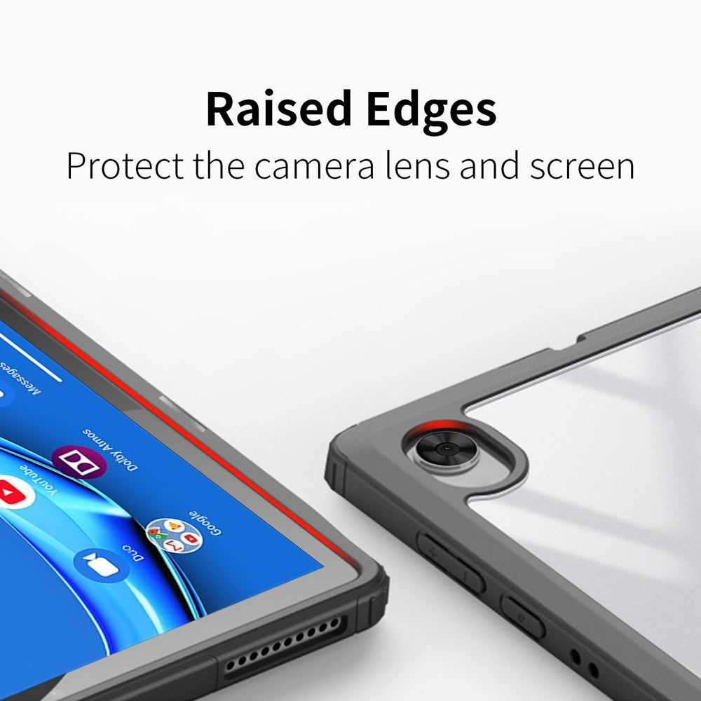 ARMOR-X Lenovo Tab M10 Plus TB-X606 Smart Tri-Fold Stand Magnetic Cover with raised edge to protect the screen and camera.