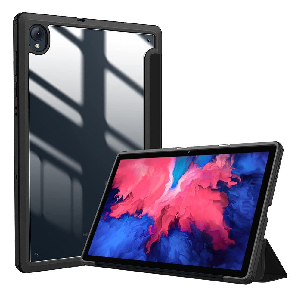 ARMOR-X Lenovo Tab P11 Plus TB-J616 Smart Tri-Fold Stand Magnetic Cover. Hardshell back cover with flexible TPU bumper protects the tablet from shocks, drops and impacts.