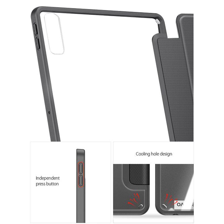 ARMOR-X Lenovo Tab P11 Gen 2 TB350 Smart Tri-Fold Stand Magnetic Cover with raised edge to protect the screen and camera.
