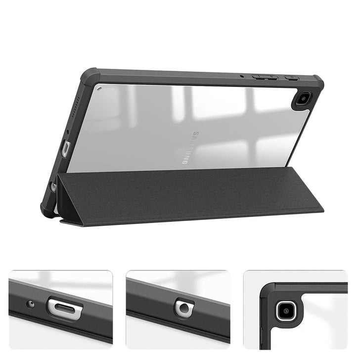 ARMOR-X Samsung Galaxy Tab A7 Lite SM-T225 / SM-T220 / SM-T225N / SM-T227U Smart Tri-Fold Stand Magnetic Cover. Raised edge to protect the ports and camera.