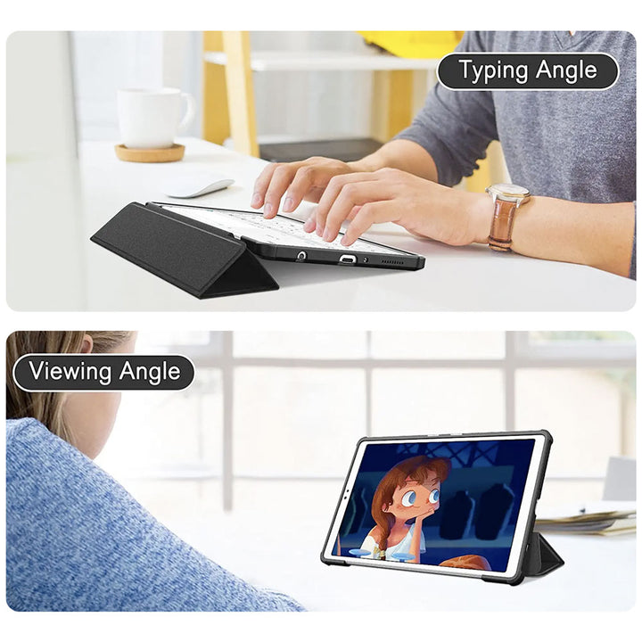 ARMOR-X Samsung Galaxy Tab A7 Lite SM-T225 / SM-T220 / SM-T225N / SM-T227U Smart Tri-Fold Stand Magnetic Cover. Two angles are provided for satisfying your viewing and typing needs.