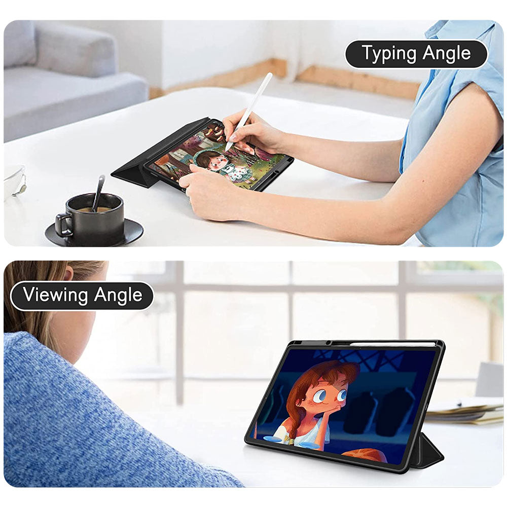 ARMOR-X Samsung Galaxy Tab S7 FE SM-T730 / T736B / T735NZ Smart Tri-Fold Stand Magnetic Cover. Two angles are provided for satisfying your viewing and typing needs.