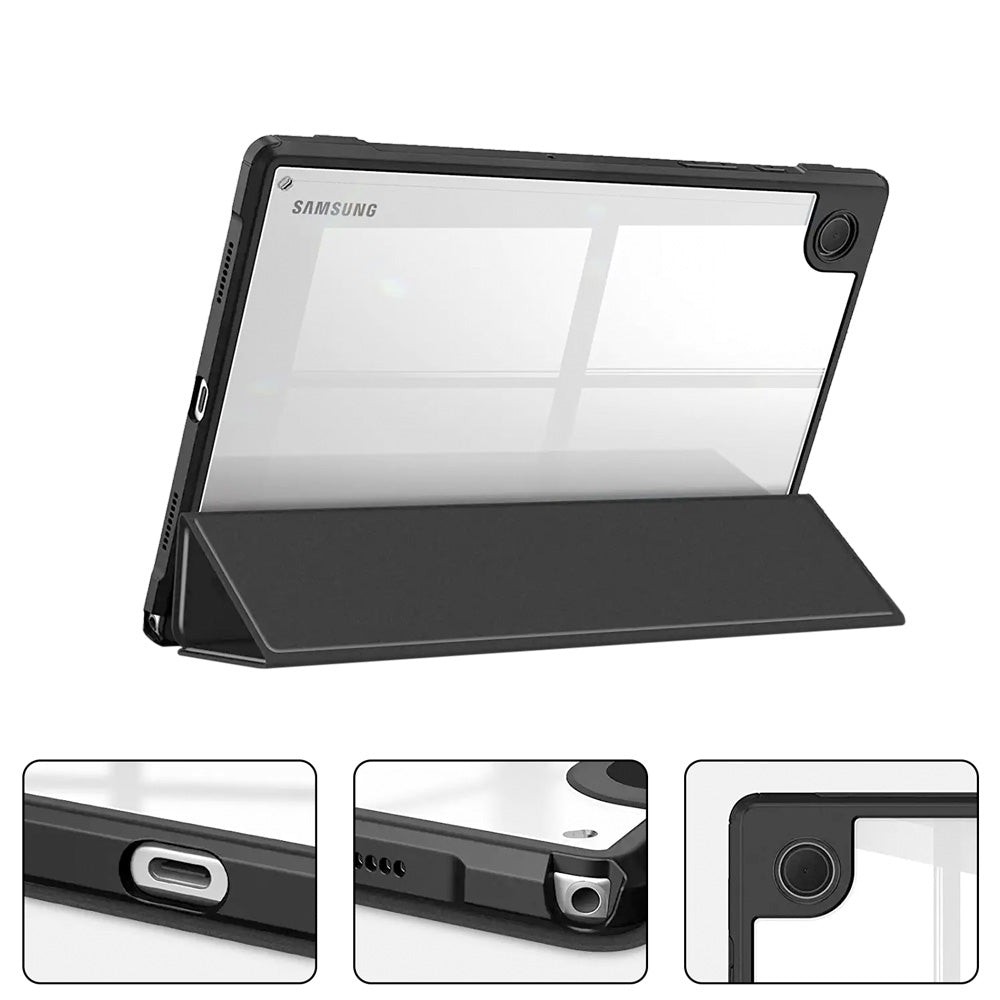ARMOR-X Samsung Galaxy Tab A8 SM-X200 / X205 Smart Tri-Fold Stand Magnetic Cover. Raised edge to protect the ports and camera.