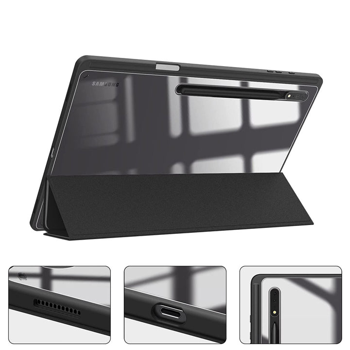 ARMOR-X Samsung Galaxy Tab S8 Ultra SM-X900 / X906 Smart Tri-Fold Stand Magnetic Cover. Raised edge to protect the ports and camera.