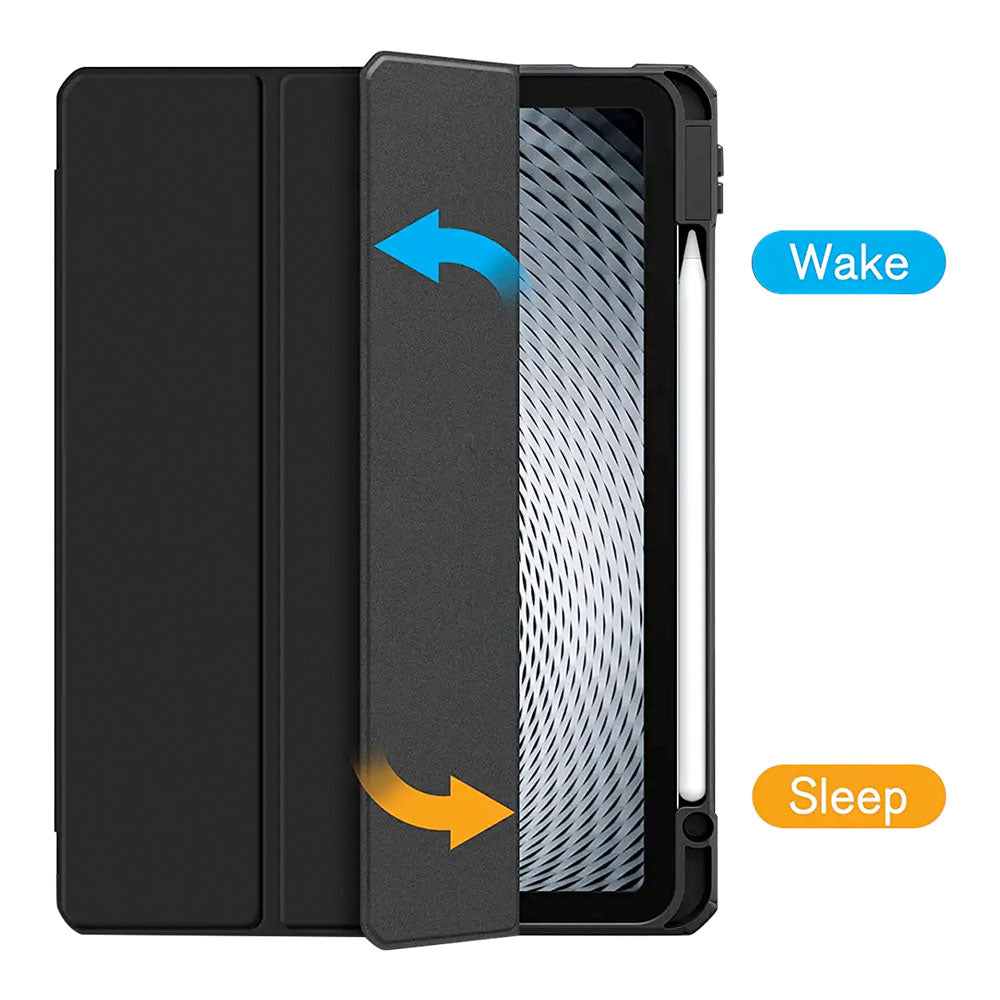 ARMOR-X APPLE iPad Air 4 2020 / Air 5 2022 Smart Tri-Fold Stand Magnetic Cover. With built-in magnets, automatically wakes or puts your device to sleep when the lid is opened and closed. 
