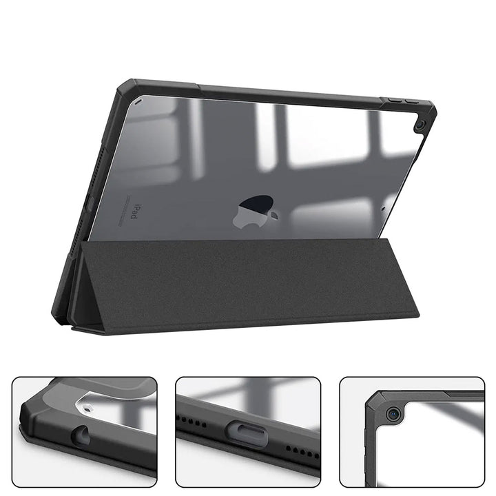 ARMOR-X APPLE iPad 10.2 (7TH & 8TH & 9TH GEN.) 2019 / 2020 / 2021 Smart Tri-Fold Stand Magnetic Cover. Raised edge to protect the ports and camera.